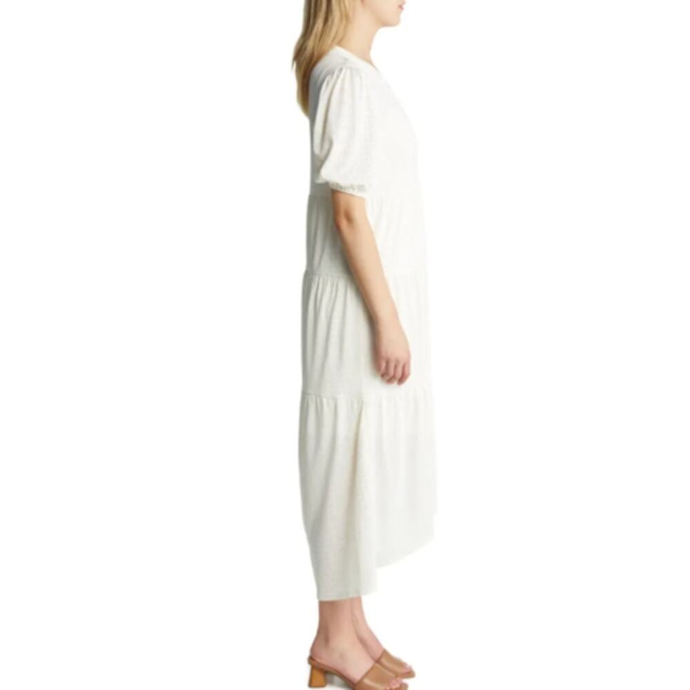 Bobeau Brynn Tiered Shirt Dress Women's Size 2X White Eyelet Short Sleeve New - Picture 3 of 14